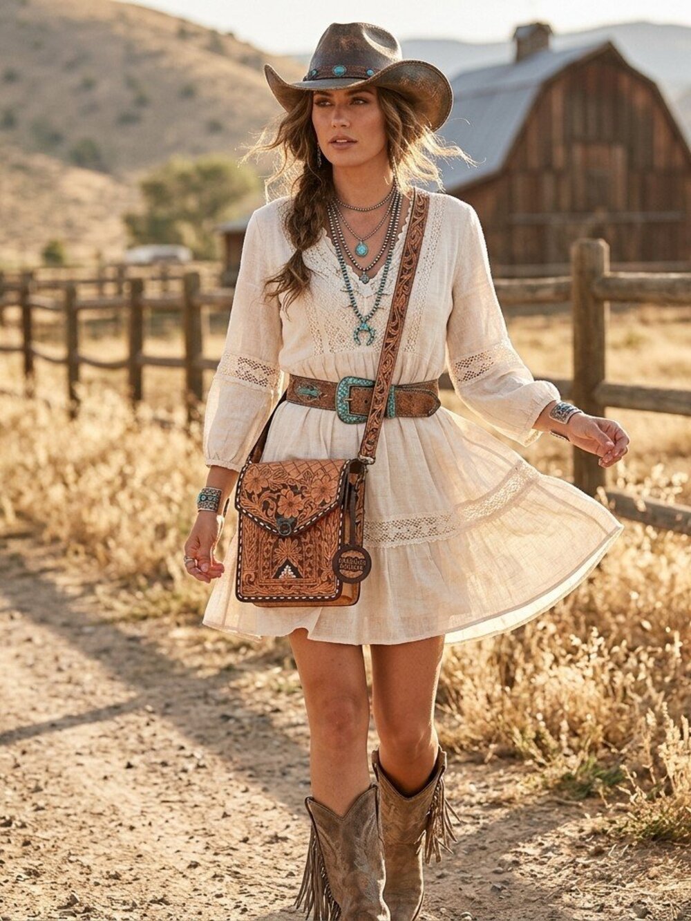 American Darling Hand tooled Floral Crossbody